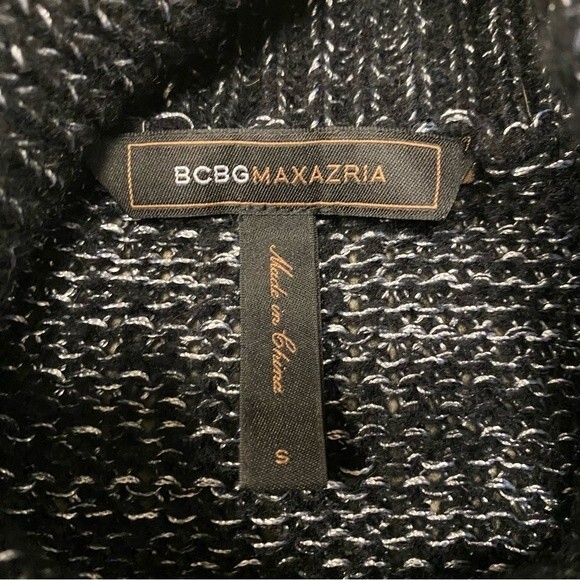 BCBG MaxAzria Cowl Neck Long Sleeve Slouchy Fit Distressed Knit Black Sweater S - Picture 13 of 14